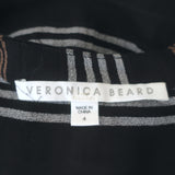 Veronica Beard Emory Ruched Mini Dress Black Striped Cotton-Blend Size 4