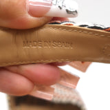 Chloe Odina Jacquard Platform Sandals Brown/White Size 36 Ankle Strap Heels