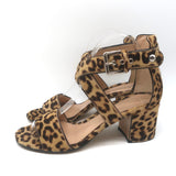 Gianvito Rossi Crisscross Leopard Print Calf Hair Sandals Brown Size 38