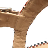 Chloe Odina Jacquard Platform Sandals Brown/White Size 36 Ankle Strap Heels