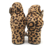 Gianvito Rossi Crisscross Leopard Print Calf Hair Sandals Brown Size 38