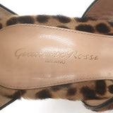 Gianvito Rossi Crisscross Leopard Print Calf Hair Sandals Brown Size 38