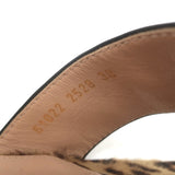 Gianvito Rossi Crisscross Leopard Print Calf Hair Sandals Brown Size 38