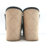 Chanel CC Clog Mules Black Perforated Leather Size 40 Platform Wood Heels