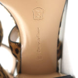 Gianvito Rossi Crisscross Leopard Print Calf Hair Sandals Brown Size 38