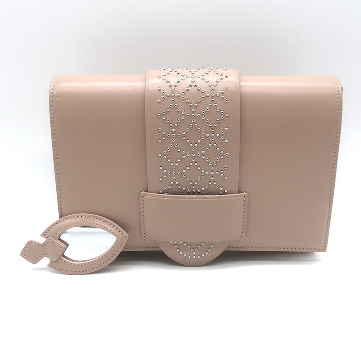 Alaia Simone Arabesque Studded Leather Clutch Sable