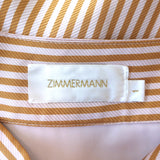 Zimmermann Ruffled Midi Skirt Gold/Light Pink Striped Satin Twill Size 1