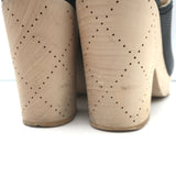 Chanel CC Clog Mules Black Perforated Leather Size 40 Platform Wood Heels