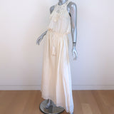 Ulla Johnson Miro Fringed Macrame Maxi Dress Ecru Cotton Size 2