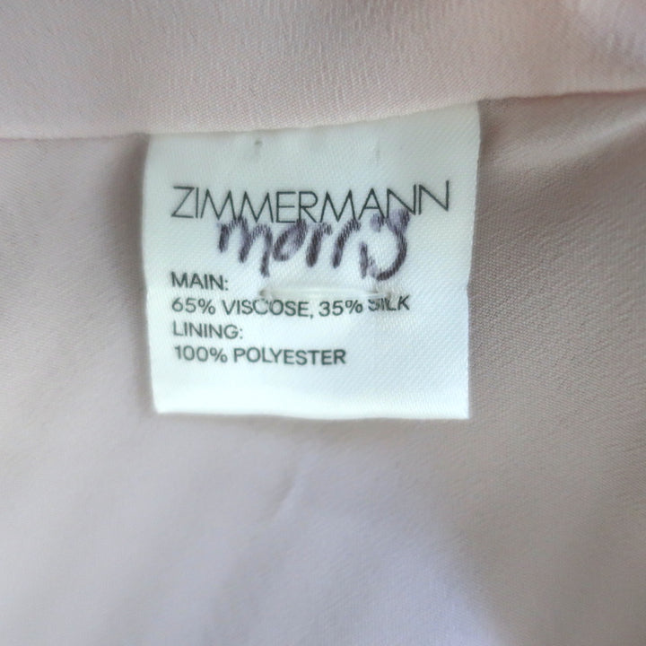 Zimmermann Ruffled Midi Skirt Gold/Light Pink Striped Satin Twill Size 1
