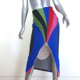 Emilio Pucci zip-back midi skirt in multicolor goccia stretch-jersey, size S, pre-owned authentic luxury piece