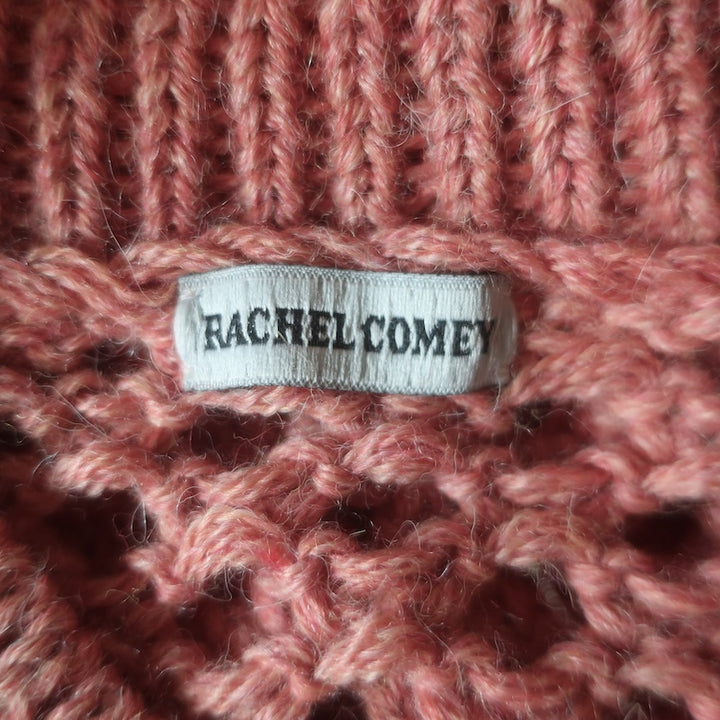 Rachel Comey Beson Mesh Knit Short Sleeve Sweater Top Pink Alpaca Size Small