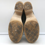 Chanel CC Clog Mules Black Perforated Leather Size 40 Platform Wood Heels