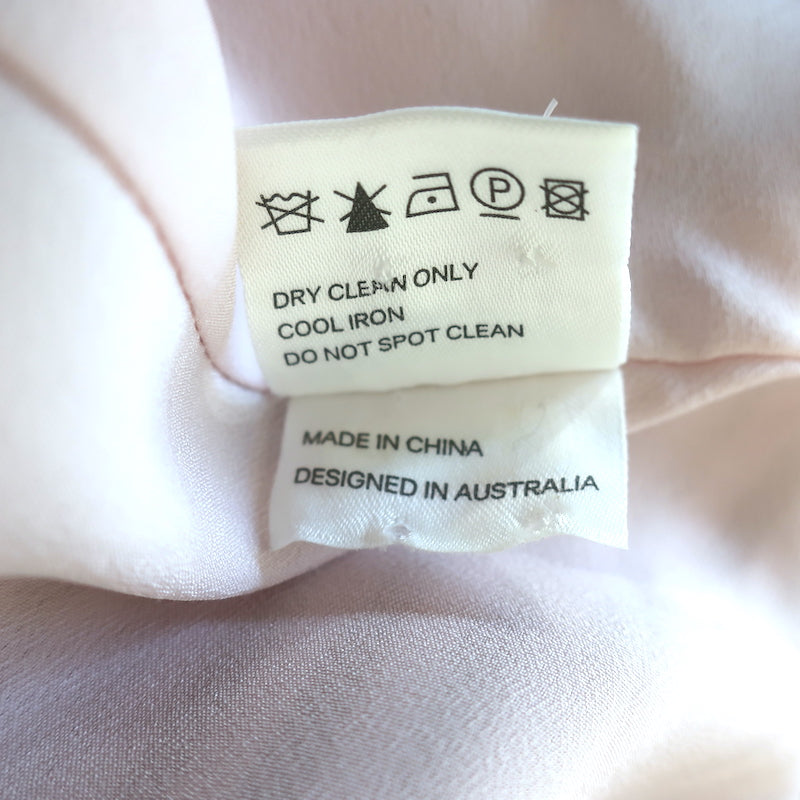 Zimmermann Ruffled Midi Skirt Gold/Light Pink Striped Satin Twill Size 1