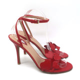 Valentino L’Amour Hearts Sandals Red Leather Size 38 Ankle Strap Heels