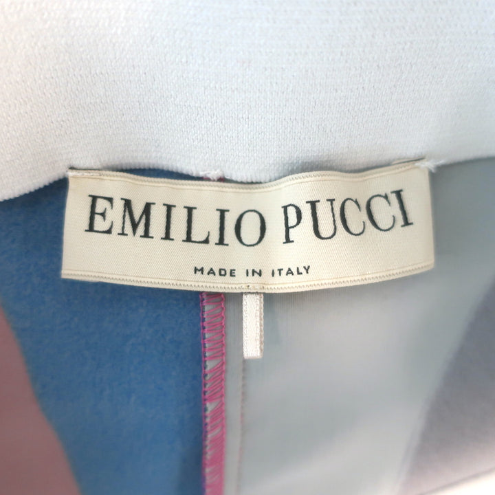 Emilio Pucci zip-back midi skirt in multicolor goccia print stretch-jersey, authentic and gently pre-owned.