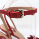 Valentino L’Amour Hearts Sandals Red Leather Size 38 Ankle Strap Heels