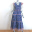 SEA Rosita Smocked Midi Dress Blue Floral Print Cotton Size 6