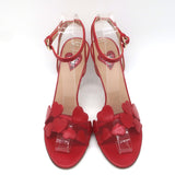 Valentino L’Amour Hearts Sandals Red Leather Size 38 Ankle Strap Heels