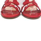 Valentino L’Amour Hearts Sandals Red Leather Size 38 Ankle Strap Heels