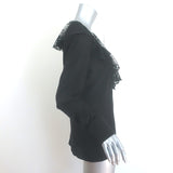 Dolce & Gabbana Ruffled Lace Blouse Black Stretch Silk Size 46 Long Sleeve Top