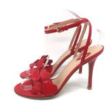 Valentino L’Amour Hearts Sandals Red Leather Size 38 Ankle Strap Heels
