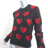 Saint Laurent Lightning Heart Sweater Black/Red Mohair-Blend Size Medium