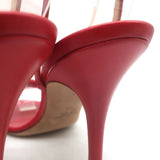 Valentino L’Amour Hearts Sandals Red Leather Size 38 Ankle Strap Heels