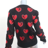 Saint Laurent Lightning Heart Sweater Black/Red Mohair-Blend Size Medium