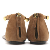Gucci Coraline Bamboo Thong Sandals Brown Suede Size 38 T-Strap Flats