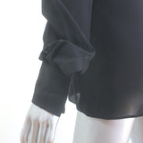 Dolce & Gabbana Ruffled Lace Blouse Black Stretch Silk Size 46 Long Sleeve Top