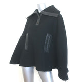 Mackage Tweed Cape Jacket Black Leather-Trim Wool-Blend Size Medium