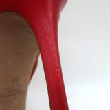 Valentino L’Amour Hearts Sandals Red Leather Size 38 Ankle Strap Heels