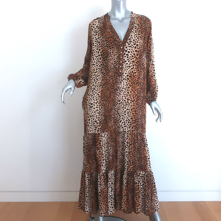 Melissa Odabash Sonja Cheetah Print Maxi Dress Brown Size Small NEW