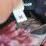 R13 Ruffle Slit Dress Black Floral Print Silk Size Medium Sleeveless Maxi