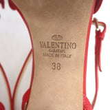 Valentino L’Amour Hearts Sandals Red Leather Size 38 Ankle Strap Heels