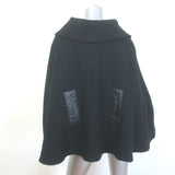 Mackage Tweed Cape Jacket Black Leather-Trim Wool-Blend Size Medium