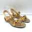 Valentino Roman Stud Slingback Flat Sandals Gold Metallic Leather Size 36