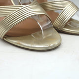 Aquazzura Ari 105 Ankle Wrap Sandals Gold Metallic Leather Size 41