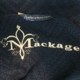 Mackage Tweed Cape Jacket Black Leather-Trim Wool-Blend Size Medium