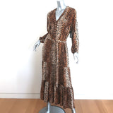 Melissa Odabash Sonja Cheetah Print Maxi Dress Brown Size Small NEW