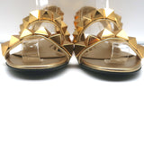 Valentino Roman Stud Slingback Flat Sandals Gold Metallic Leather Size 36