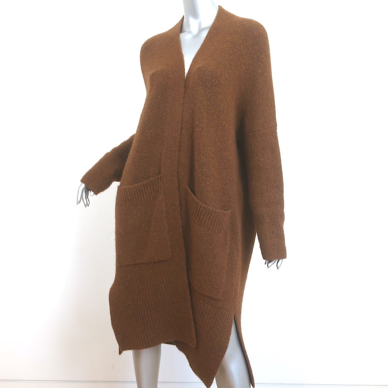 Maje Mars Oversize Cardigan Brown Alpaca-Blend Size 1 Open-Front Long Sweater