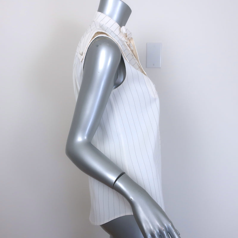 Chloe pinstripe sleeveless tie-neck blouse in cream, acetate-viscose blend, size 38 - pre-owned luxury piece