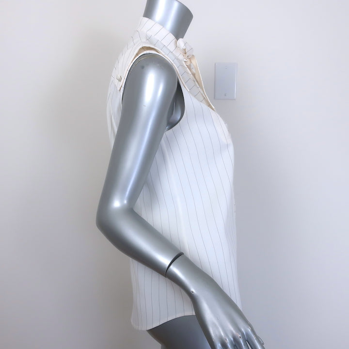 Chloe pinstripe sleeveless tie-neck blouse in cream, acetate-viscose blend, size 38 - pre-owned luxury piece