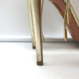 Aquazzura Ari 105 Ankle Wrap Sandals Gold Metallic Leather Size 41