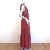 Ulla Johnson Chantelle Tiered Maxi Dress Red Floral Print Silk Georgette Size 2