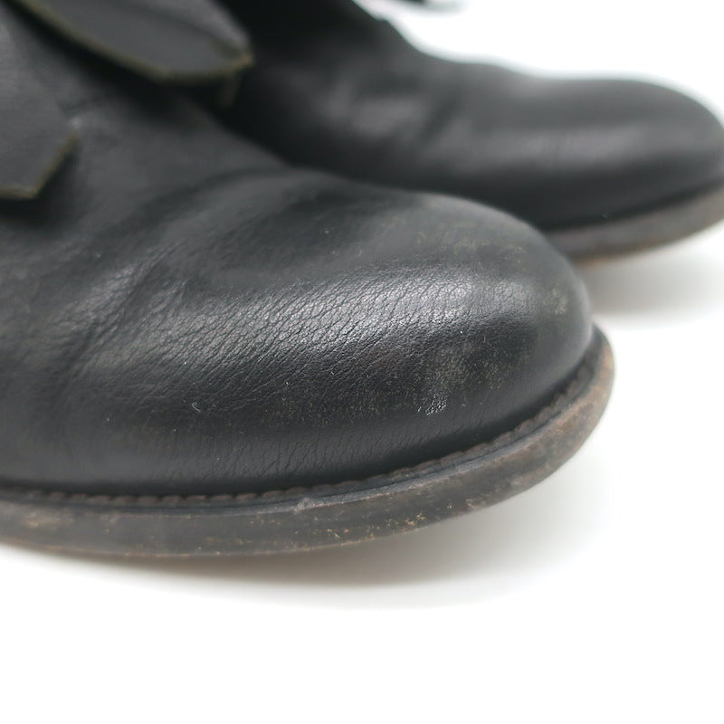 Rupert Sanderson Vrony Fringe Ankle Boots Black Leather Size 37.5 US 8