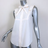 Chloe pinstripe sleeveless tie-neck blouse in cream acetate-viscose-cotton, size 38, pre-owned authentic designer piece