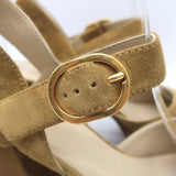 Valentino Fawcette Platform Ankle Strap Sandals Tan Suede Size 36